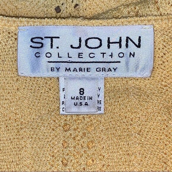 ST. JOHN women’s yellow ruffle trim knit cardigan sz 8 - Picture 2 of 5